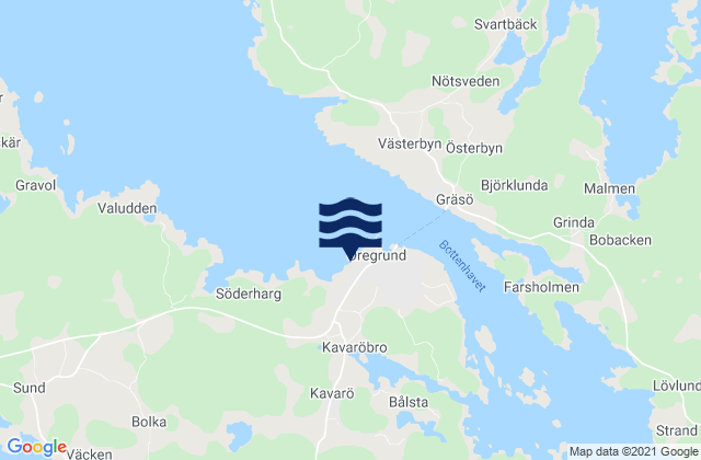 Mapa da tábua de marés em Öregrund, Sweden