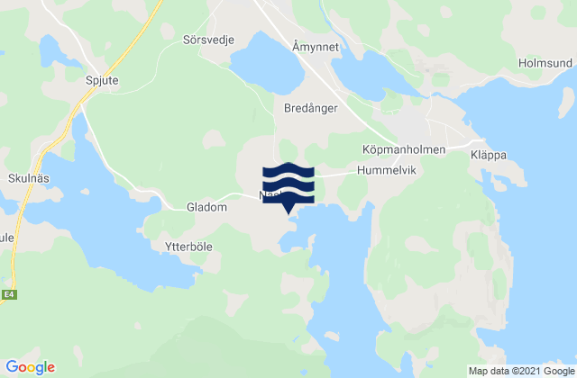 Mapa da tábua de marés em Örnsköldsviks Kommun, Sweden