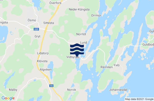 Mapa da tábua de marés em Ösmo, Sweden