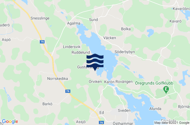 Mapa da tábua de marés em Östhammars Kommun, Sweden