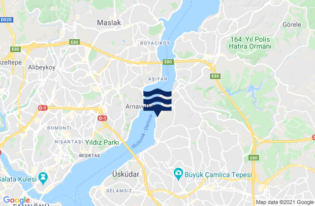 Mapa da tábua de marés em Ümraniye, Turkey
