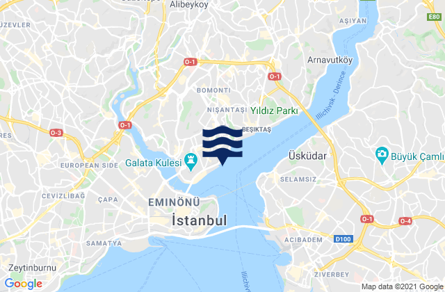 Mapa da tábua de marés em İstanbul, Turkey