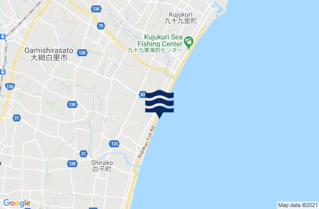 Mapa da tábua de marés em Ōamishirasato-shi, Japan