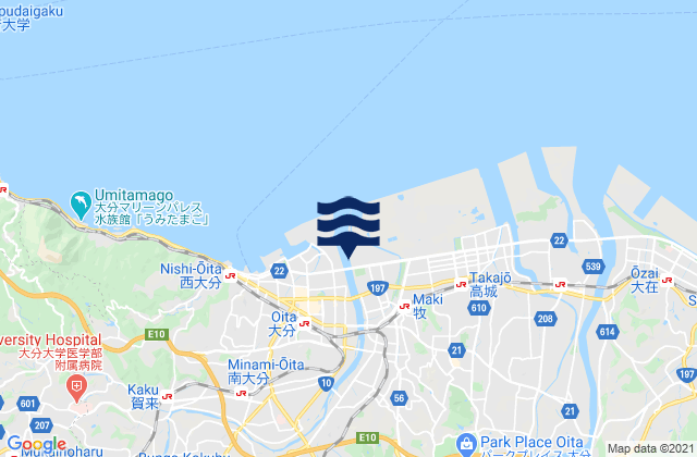 Mapa da tábua de marés em Ōita-shi, Japan