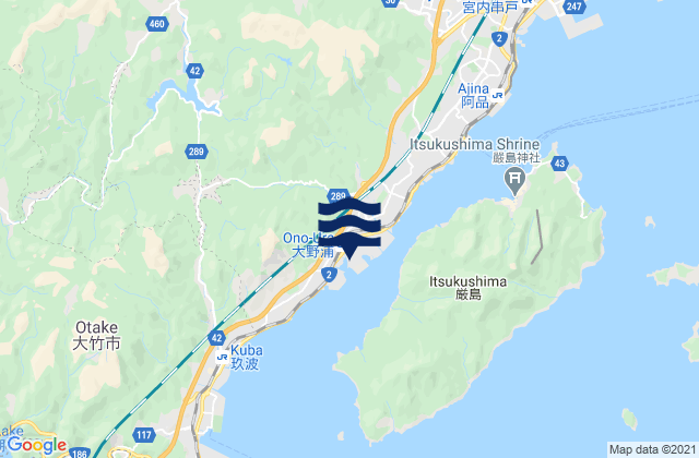 Mapa da tábua de marés em Ōno-hara, Japan