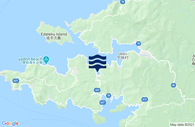 Mapa da tábua de marés em Ōshima-gun, Japan