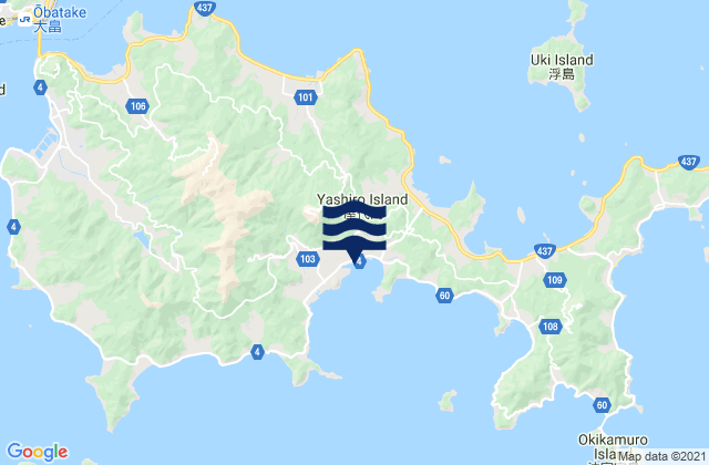 Mapa da tábua de marés em Ōshima-gun, Japan