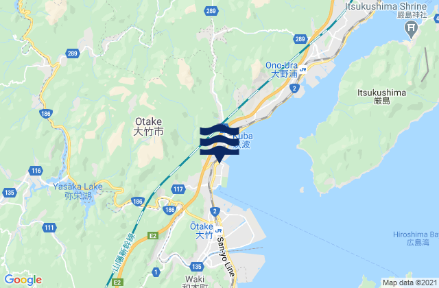 Mapa da tábua de marés em Ōtake-shi, Japan