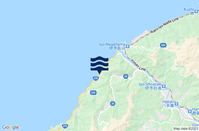 Mapa da tábua de marés em Ōzu-shi, Japan