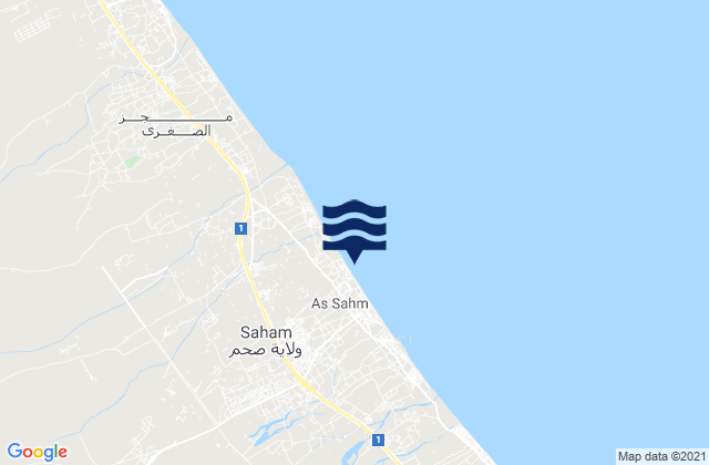 Mapa da tábua de marés em Şaḩam, Oman