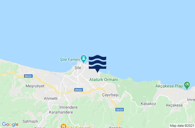 Mapa da tábua de marés em Şile, Turkey