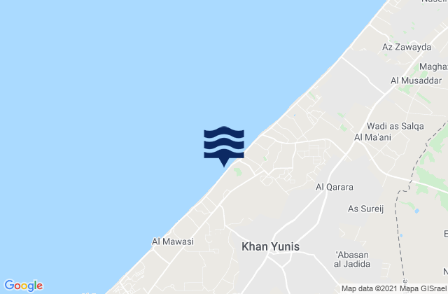Mapa da tábua de marés em ‘Abasān al Kabīrah, Palestinian Territory