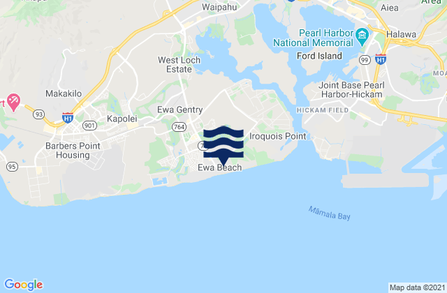 Mapa da tábua de marés em ‘Ewa Beach, United States