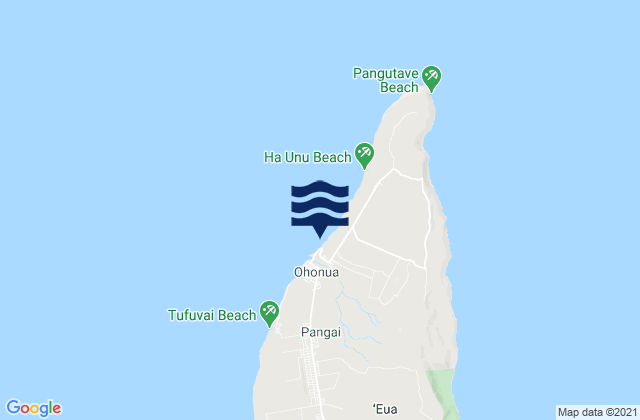 Mapa da tábua de marés em ‘Ohonua, Tonga