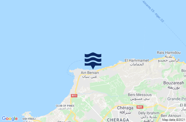 Mapa da tábua de marés em ’Aïn Benian, Algeria