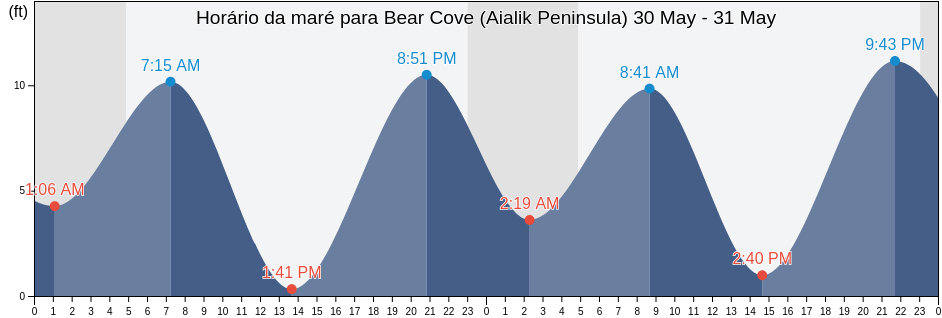 Tabua de mare em Bear Cove (Aialik Peninsula), Kenai Peninsula Borough, Alaska, United States