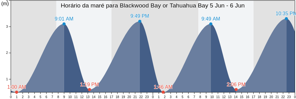 Tabua de mare em Blackwood Bay or Tahuahua Bay, Marlborough, New Zealand