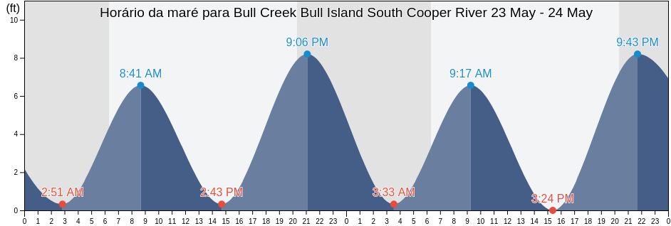 Tabua de mare em Bull Creek Bull Island South Cooper River, Beaufort County, South Carolina, United States