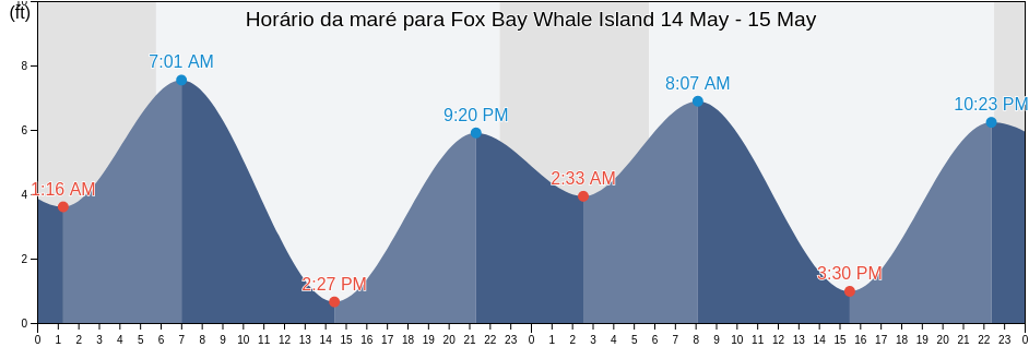 Tabua de mare em Fox Bay Whale Island, Kodiak Island Borough, Alaska, United States