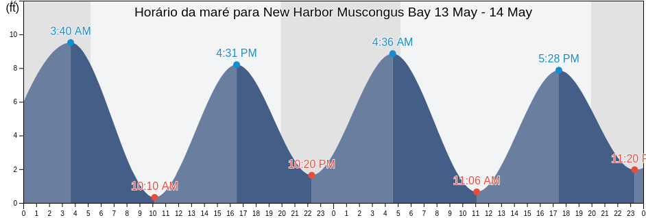 Tabua de mare em New Harbor Muscongus Bay, Sagadahoc County, Maine, United States