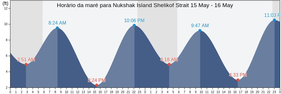 Tabua de mare em Nukshak Island Shelikof Strait, Kodiak Island Borough, Alaska, United States