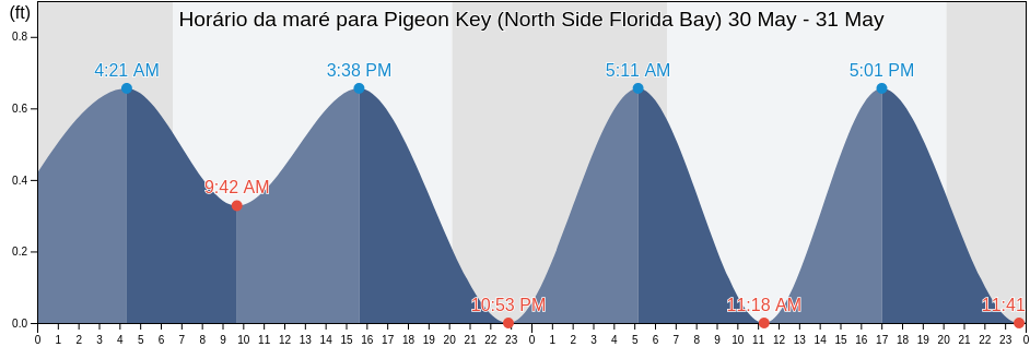 Tabua de mare em Pigeon Key (North Side Florida Bay), Monroe County, Florida, United States