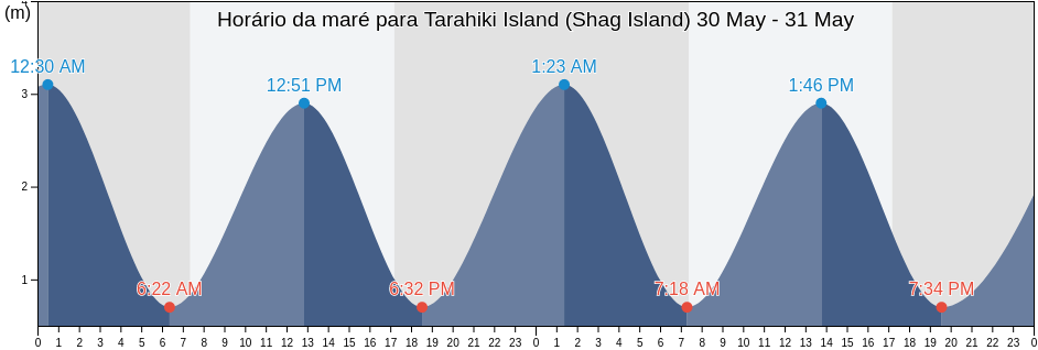 Tabua de mare em Tarahiki Island (Shag Island), Auckland, Auckland, New Zealand