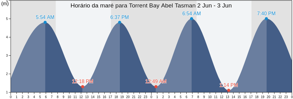 Tabua de mare em Torrent Bay Abel Tasman, Tasman District, Tasman, New Zealand