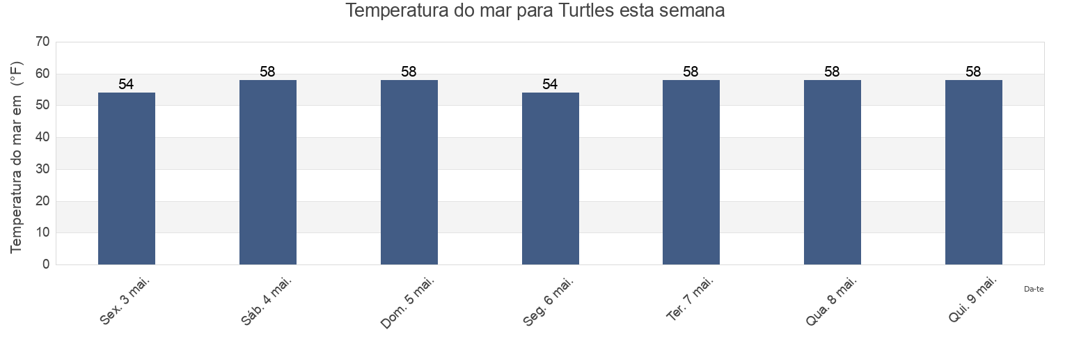 Temperatura do mar em Turtles, New York County, New York, United States esta semana